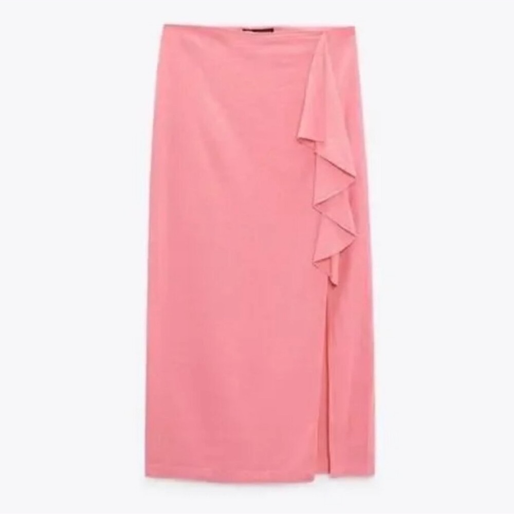 Zara Elegant Pink Women's Skirt with Linen